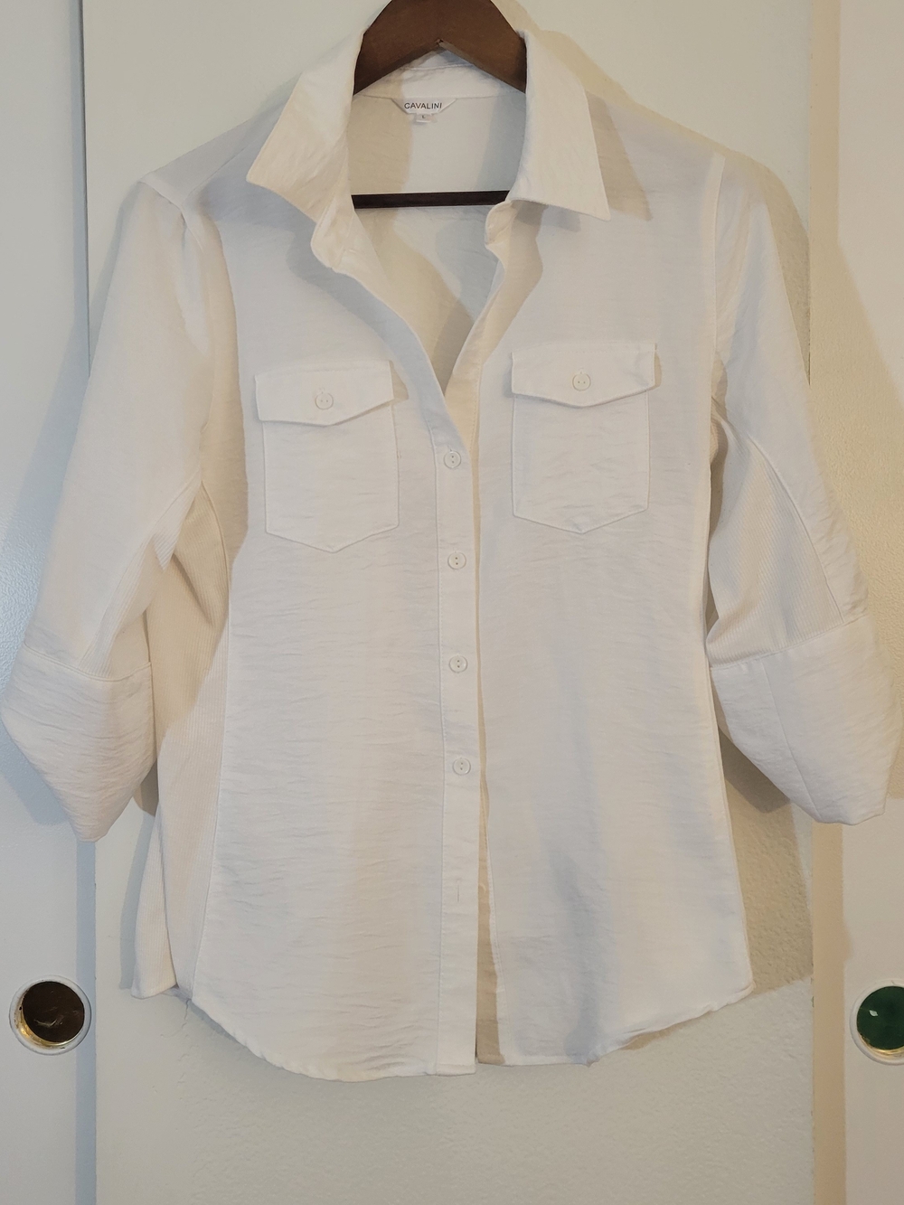 Cavalini Cream Button-Front Utility Shirt